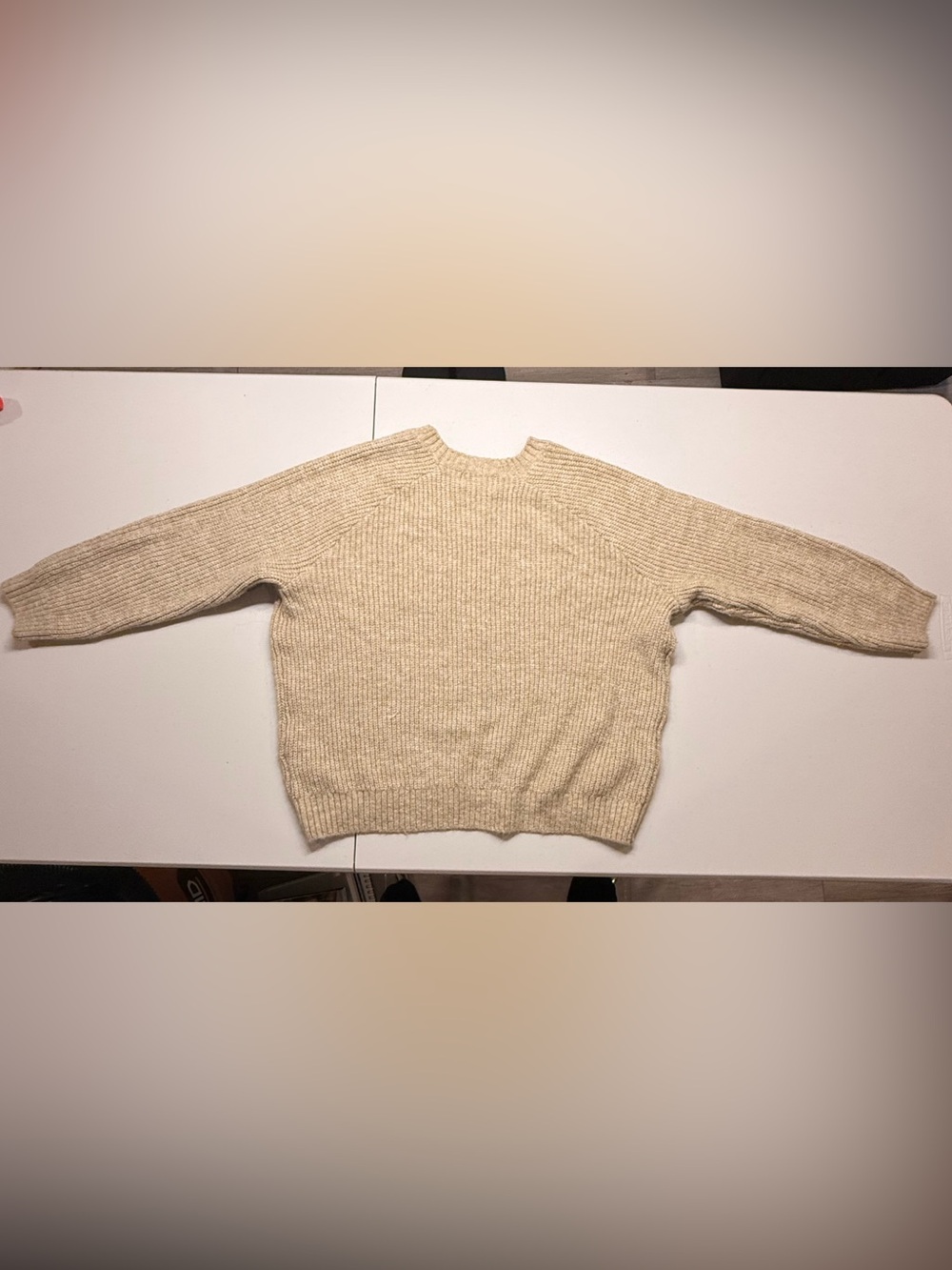 Old Navy Cream Ribbed Crewneck Sweater